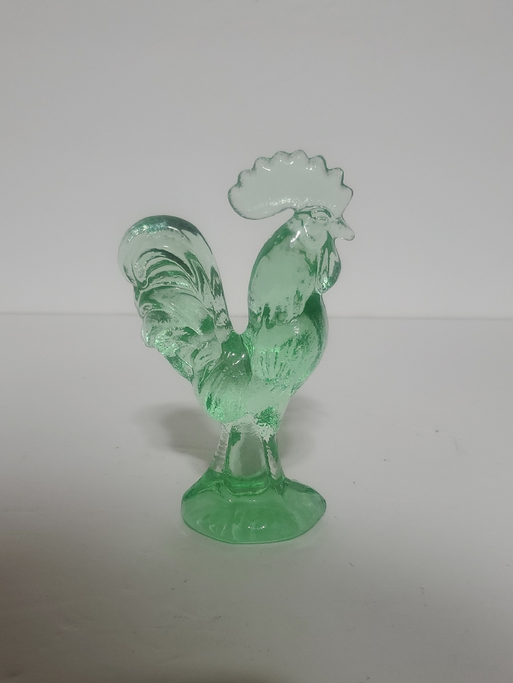 Green Glass Rooster Figurine